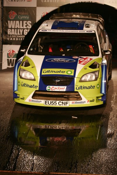 2006 World Rally Championship.
Round 16, Wales Rally GB. 1st - 3rd  December 2006.
The car of Marcus Gronholm/Timo Rautianen Ford Focus RS WRC 06 sits on the finish ramp. Action. Atmosphere.
World Copyright: Drew Gibson/LAT Photographic.
Ref: Digital Image Only.  
