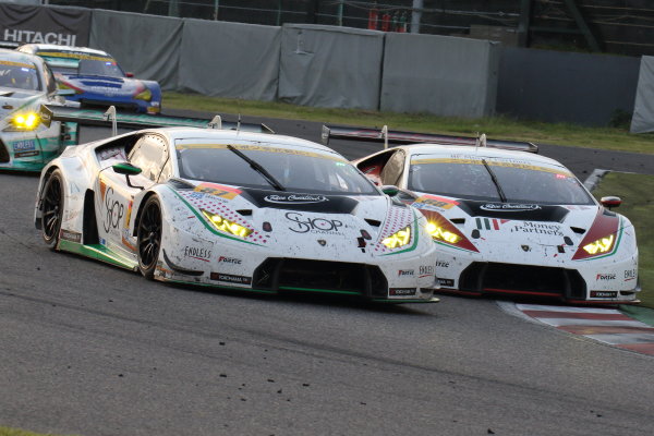 2017 Japanese Super GT Series.
Suzuka, Japan. 26th - 27th August 2017. Rd 6.
GT300 3rd position Shinya Hosokawa, Kimiya Sato & Yuya Motojima ( #87 SHOP CHANNEL LAMBORGHINI GT3 ) action
World Copyright: Yasushi Ishihara / LAT Images.
Ref: 2017SGT_Rd6_019