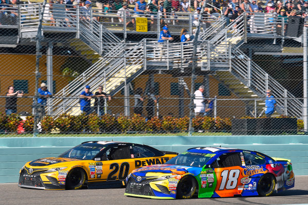 Monster Energy NASCAR Cup Series
Ford EcoBoost 400
Homestead-Miami Speedway, Homestead, FL USA
Sunday 19 November 2017
Kyle Busch, Joe Gibbs Racing, M&M's Caramel Toyota Camry and Matt Kenseth, Joe Gibbs Racing, DEWALT Hurricane Recovery Toyota Camry
World Copyright: Nigel Kinrade
LAT Images Monster Energy NASCAR Cup Series
Ford EcoBoost 400
Homestead-Miami Speedway, Homestead, FL USA
Sunday 19 November 2017
Kyle Busch, Joe Gibbs Racing, M&M's Caramel Toyota Camry and Matt Kenseth, Joe Gibbs Racing, DEWALT Hurricane Recovery Toyota Camry
World Copyright: Nigel Kinrade
LAT Images