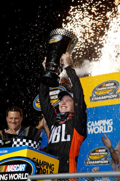 NASCAR Camping World Truck Series
Ford EcoBoost 200
Homestead-Miami Speedway, Homestead, FL USA
Friday 17 November 2017
Christopher Bell, JBL Toyota Tundra championship celebration
World Copyright: Lesley Ann Miller
LAT Images