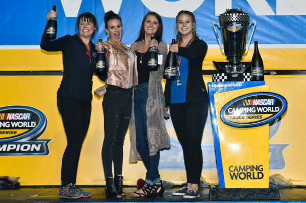 NASCAR Camping World Truck Series
Ford EcoBoost 200
Homestead-Miami Speedway, Homestead, FL USA
Friday 17 November 2017
Christopher Bell, JBL Toyota Tundra celebrates winning the 2017 NASCAR Camping world Truck Series Championship
World Copyright: Nigel Kinrade
LAT Images NASCAR Camping World Truck Series
Ford EcoBoost 200
Homestead-Miami Speedway, Homestead, FL USA
Friday 17 November 2017
Christopher Bell, JBL Toyota Tundra celebrates winning the 2017 NASCAR Camping world Truck Series Championship
World Copyright: Nigel Kinrade
LAT Images