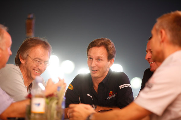 Yas Marina Circuit, Abu Dhabi, United Arab Emirates
31st October 2009.
Tony Dodgins, Autosport Journalist with Mark Hughes, Autosport Journalist, Chritian Horner, Team Principal, Red Bull Racing, Martin Brundle, TV Commentator, BBC and Martin Whitmarsh, Team Principal, McLaren in conversation around a table, portrait.
World Copyright: Glenn Dunbar/LAT Photographic
ref: Digital Image GD5D8831 Yas Marina Circuit, Abu Dhabi, United Arab Emirates
31st October 2009.
Tony Dodgins, Autosport Journalist with Mark Hughes, Autosport Journalist, Chritian Horner, Team Principal, Red Bull Racing, Martin Brundle, TV Commentator, BBC and Martin Whitmarsh, Team Principal, McLaren in conversation around a table, portrait.
World Copyright: Glenn Dunbar/LAT Photographic
ref: Digital Image GD5D8831