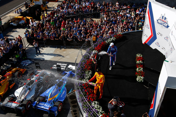 Verizon IndyCar Series
IndyCar Grand Prix
Indianapolis Motor Speedway, Indianapolis, IN USA
Saturday 13 May 2017
Will Power, Team Penske Chevrolet, Scott Dixon, Chip Ganassi Racing Teams Honda, Ryan Hunter-Reay, Andretti Autosport Honda celebrate with champagne on the podium
World Copyright: Phillip Abbott
LAT Images
ref: Digital Image abbott_indyGP_0517_6053