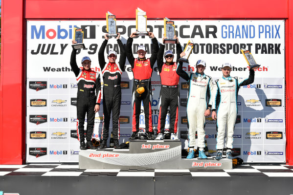 IMSA Continental Tire SportsCar Challenge
Mobil 1 SportsCar Grand Prix
Canadian Tire Motorsport Park
Bowmanville, ON CAN
Saturday 8 July 2017
57, Chevrolet, Chevrolet Camaro GT4.R, GS, Matt Bell, Robin Liddell, winners, podium, victory lane, 28, Porsche, Porsche Cayman GT4, Dylan Murcott, Dillon Machavern, 69, McLaren, McLaren GT4, Chris Green, Jesse Lazare, win, winner, victorylane
World Copyright: Scott R LePage/LAT Images