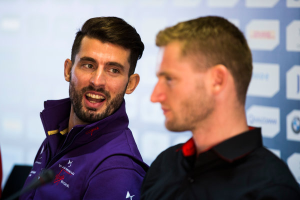 2016/2017 FIA Formula E Championship.
Marrakesh ePrix, Circuit International Automobile Moulay El Hassan, Marrakesh, Morocco.
Jose Maria Lopez (ARG), DS Virgin Racing, Spark-Citroen, Virgin DSV-02. & Maro Engel (GER), Venturi, Spark-Venturi, Venturi VM200-FE-02
Friday 11 November 2016.
Photo: Sam Bloxham/LAT/Formula E
ref: Digital Image _SBB6351