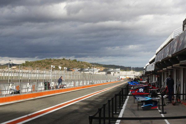 A view down the pit lane