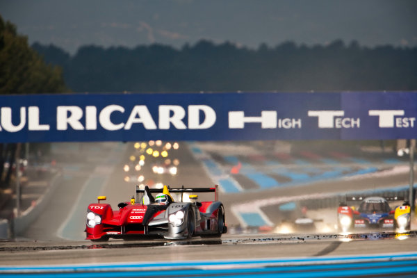 Paul Ricard, France. 9th - 11th April 2010. 
Dindo Capello / Tom Kristensen / Allan McNish, (Audi Sport Team Joest, Audi R15 TDI) leads Olivier Panis / Nicolas Lapierre / Stephane Sarrazin, (Team Oreca, Peugeot 908 HDI - FAP) and the field.
Action 
World Copyright: Drew Gibson/LAT Photographic. 
Digital Image _Y2Z9260