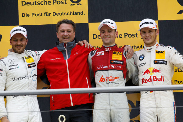 2017 DTM Round 1
Hockenheim, Germany.
Sunday 7 May 2017.
Podium: Race winner Jamie Green, Audi Sport Team Rosberg, Audi RS 5 DTM, second place Gary Paffett Mercedes-AMG Team HWA, Mercedes-AMG C63 DTM, third Marco Wittmann, BMW Team RMG, BMW M4 DTM
World Copyright: Alexander Trienitz/LAT Images
ref: Digital Image 2017-DTM-R1-HH-AT1-3748