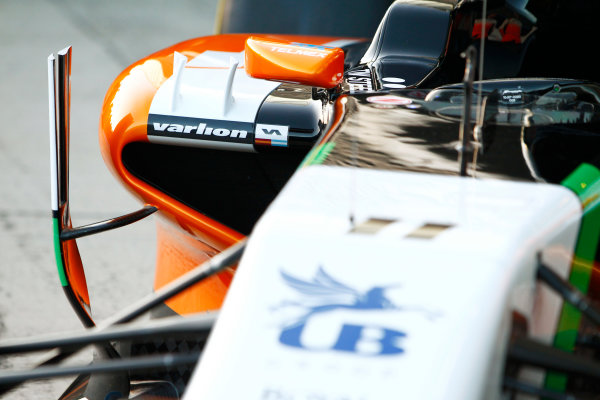 2014 F1 Pre Season Test 1 - Day 1
Circuito de Jerez, Jerez, Spain.
Tuesday 28 January 2014.
The Force India VJM07 Mercedes is revealed in the pit lane.
World Copyright: Alastair Staley/LAT Photographic.
ref: Digital Image _A8C7714.JPG 2014 F1 Pre Season Test 1 - Day 1
Circuito de Jerez, Jerez, Spain.
Tuesday 28 January 2014.
The Force India VJM07 Mercedes is revealed in the pit lane.
World Copyright: Alastair Staley/LAT Photographic.
ref: Digital Image _A8C7714.JPG