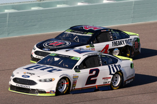 Monster Energy NASCAR Cup Series
Ford EcoBoost 400
Homestead-Miami Speedway, Homestead, FL USA
Sunday 19 November 2017
Brad Keselowski, Team Penske, Miller Lite Ford Fusion Kevin Harvick, Stewart-Haas Racing, Jimmy John's Ford Fusion
World Copyright: Matthew T. Thacker
LAT Images