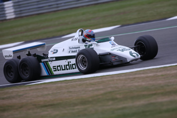 Silverstone, Northamptonshire, UK.
Saturday 15 July 2017.
Paul di Resta drives a 1982 Williams FW08B Cosworth 6 wheeled F1 car in a parade as part of the Williams 40th Anniversary celebrations.
World Copyright: Dom Romney/LAT Images
ref: Digital Image 11DXA7087 Silverstone, Northamptonshire, UK.
Saturday 15 July 2017.
Paul di Resta drives a 1982 Williams FW08B Cosworth 6 wheeled F1 car in a parade as part of the Williams 40th Anniversary celebrations.
World Copyright: Dom Romney/LAT Images
ref: Digital Image 11DXA7087