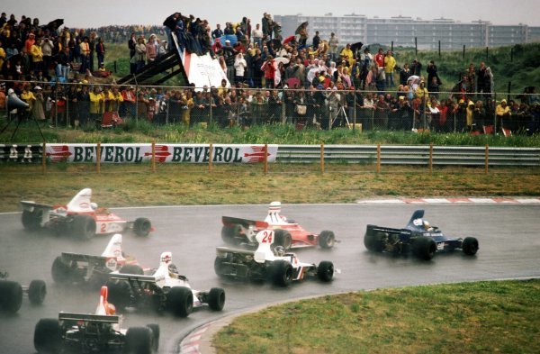 Jody Scheckter (RSA) Tyrrell 007, who started fourth on the grid, made a great start to lead the race in the wet conditions. However Scheckter dropped from third to sixteenth and last position when he blew his engine on the sixty-eighth lap.
Dutch Grand Prix, Zandvoort, 22 June 1975.
BEST IMAGE
Jody Scheckter (RSA) Tyrrell 007, who started fourth on the grid, made a great start to lead the race in the wet conditions. However Scheckter dropped from third to sixteenth and last position when he blew his engine on the sixty-eighth lap.
Dutch Grand Prix, Zandvoort, 22 June 1975.
BEST IMAGE