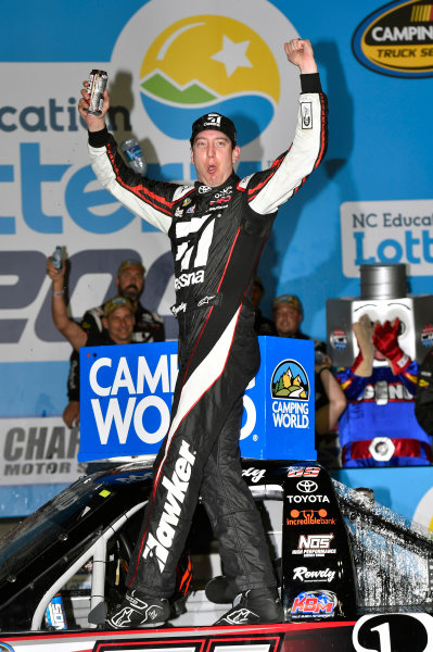 NASCAR Camping World Truck Series
North Carolina Education Lottery 200
Charlotte Motor Speedway, Concord, NC USA
Friday 19 May 2017
Kyle Busch, Cessna Toyota Tundra celebrates his win with a burnout
World Copyright: Nigel Kinrade
LAT Images
ref: Digital Image 17CLT1nk05373