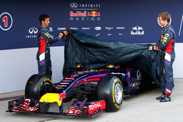 2014 F1 Pre Season Test 1 - Preview
Circuito de Jerez, Jerez, Spain.
Tuesday 28 January 2014.
Sebastian Vettel, Red Bull Racing. and Daniel Ricciardo, Red Bull Racing at the launch of the Red Bull RB10.
World Copyright: Alastair Staley/LAT Photographic.
ref: Digital Image _A8C7608 2014 F1 Pre Season Test 1 - Preview
Circuito de Jerez, Jerez, Spain.
Tuesday 28 January 2014.
Sebastian Vettel, Red Bull Racing. and Daniel Ricciardo, Red Bull Racing at the launch of the Red Bull RB10.
World Copyright: Alastair Staley/LAT Photographic.
ref: Digital Image _A8C7608