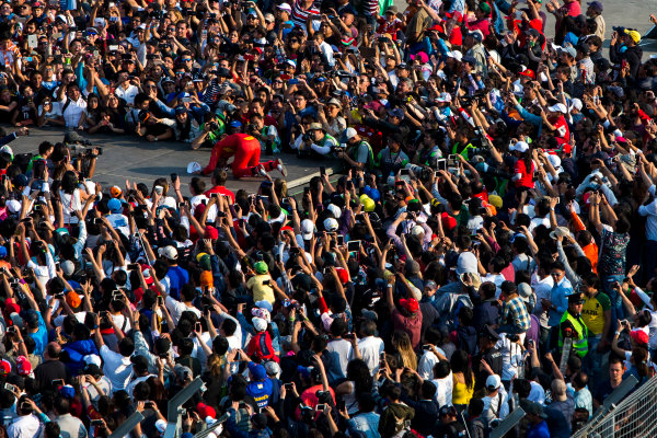 2015/2016 FIA Formula E Championship.
Mexico City ePrix, Autodromo Hermanos Rodriguez, Mexico City, Mexico.
Saturday 12 March 2016.
Lucas Di Grassi (BRA), ABT Audi Sport FE01.
Photo: Zak Mauger/LAT/Formula E
ref: Digital Image _79P3935