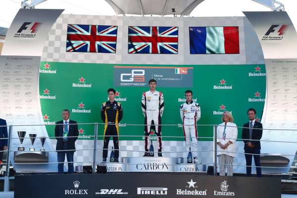 2017 GP3 Series Round 6.
Autodromo Nazionale di Monza, Monza, Italy.
Sunday 3 September 2017.
Jack Aitken (GBR, ART Grand Prix), George Russell (GBR, ART Grand Prix), Anthoine Hubert (FRA, ART Grand Prix).
Photo: Sam Bloxham/GP3 Series Media Service.
ref: Digital Image _J6I4660 2017 GP3 Series Round 6.
Autodromo Nazionale di Monza, Monza, Italy.
Sunday 3 September 2017.
Jack Aitken (GBR, ART Grand Prix), George Russell (GBR, ART Grand Prix), Anthoine Hubert (FRA, ART Grand Prix).
Photo: Sam Bloxham/GP3 Series Media Service.
ref: Digital Image _J6I4660