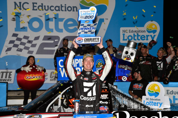 NASCAR Camping World Truck Series
North Carolina Education Lottery 200
Charlotte Motor Speedway, Concord, NC USA
Friday 19 May 2017
Kyle Busch, Cessna Toyota Tundra celebrates his win in Victory Lane
World Copyright: Nigel Kinrade
LAT Images
ref: Digital Image 17CLT1nk04892