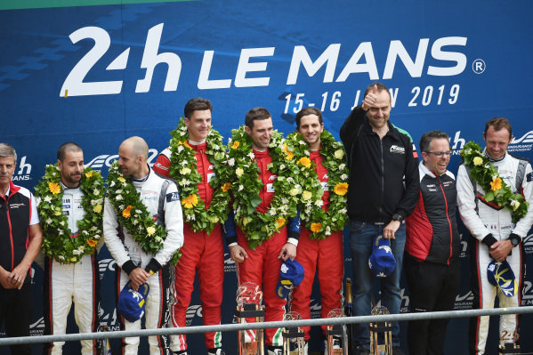 LMGTE Pro winners #51 AF Corse Ferrari 488 GTE EVO: Alessandro Pier Guidi, James Calado, Daniel Serra, second place #91 Porsche GT Team Porsche 911 RSR: Richard Lietz, Gianmaria Bruni, Frédéric Makowiecki, third place #93 Porsche GT Team Porsche 911 RSR: Patrick Pilet LMGTE Pro winners #51 AF Corse Ferrari 488 GTE EVO: Alessandro Pier Guidi, James Calado, Daniel Serra, second place #91 Porsche GT Team Porsche 911 RSR: Richard Lietz, Gianmaria Bruni, Frédéric Makowiecki, third place #93 Porsche GT Team Porsche 911 RSR: Patrick Pilet