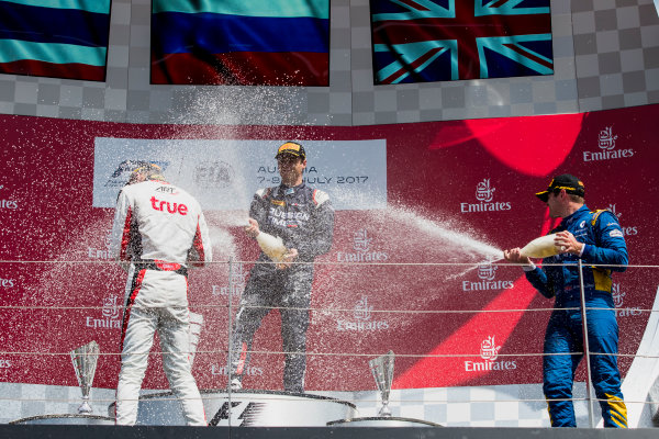 2017 FIA Formula 2 Round 5.
Red Bull Ring, Spielberg, Austria.
Sunday 9 July 2017.
Alexander Albon (THA, ART Grand Prix), Artem Markelov (RUS, RUSSIAN TIME) and Oliver Rowland (GBR, DAMS).
Photo: Zak Mauger/FIA Formula 2.
ref: Digital Image _54I0377 2017 FIA Formula 2 Round 5.
Red Bull Ring, Spielberg, Austria.
Sunday 9 July 2017.
Alexander Albon (THA, ART Grand Prix), Artem Markelov (RUS, RUSSIAN TIME) and Oliver Rowland (GBR, DAMS).
Photo: Zak Mauger/FIA Formula 2.
ref: Digital Image _54I0377
