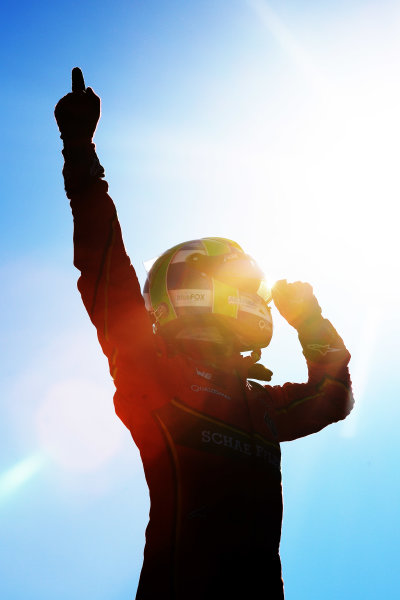 2016/2017 FIA Formula E Championship.
Round 11 - Montreal ePrix, Canada
Sunday 01 January 2012.
Lucas Di Grassi (BRA), ABT Schaeffler Audi Sport, Spark-Abt Sportsline, ABT Schaeffler FE02, celebrates after winning the race.
Photo: Patrik Lundin/LAT/Formula E
ref: Digital Image PL1_2490