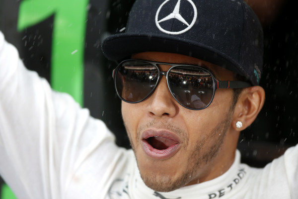 Circuit de Catalunya, Barcelona, Spain.
Sunday 11 May 2014.
Lewis Hamilton, Mercedes AMG, 1st Position, celebrates.
World Copyright: Glenn Dunbar/LAT Photographic.
ref: Digital Image _89P7013 Circuit de Catalunya, Barcelona, Spain.
Sunday 11 May 2014.
Lewis Hamilton, Mercedes AMG, 1st Position, celebrates.
World Copyright: Glenn Dunbar/LAT Photographic.
ref: Digital Image _89P7013