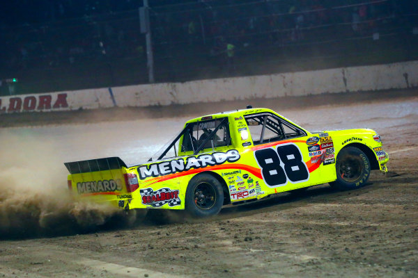 NASCAR Camping World Truck Series
Eldora Dirt Derby
Eldora Speedway, Rossburg, OH USA
Wednesday 19 July 2017
Matt Crafton, Ideal Door / Menards Toyota Tundra celebrates his win with a burnout
World Copyright: Russell LaBounty
LAT Images