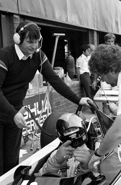 (L to R): Robin Herd (GBR) March Team Owner with Eliseo Salazar (CHI) March 811, who retired from the race on lap 33 with a broken gearbox. The race was declared a non-championship race due to the FISA-FOCA war and was instead run as a Formula Libre race because the cars did not conform to the 1981 F1 rules prohibiting the use of skirts.
South African Grand Prix, Kyalami, South Africa, 7 February 1981. (L to R): Robin Herd (GBR) March Team Owner with Eliseo Salazar (CHI) March 811, who retired from the race on lap 33 with a broken gearbox. The race was declared a non-championship race due to the FISA-FOCA war and was instead run as a Formula Libre race because the cars did not conform to the 1981 F1 rules prohibiting the use of skirts.
South African Grand Prix, Kyalami, South Africa, 7 February 1981.