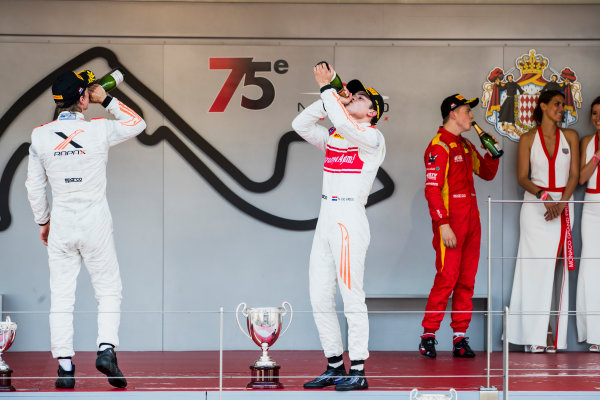 2017 FIA Formula 2 Round 3.
Monte Carlo, Monaco.
Saturday 27 May 2017.
Johnny Cecotto Jr. (VEN, Rapax), Nyck De Vries (NED, Rapax) and Gustav Malja (SWE, Racing Engineering). 
Photo: Zak Mauger/FIA Formula 2.
ref: Digital Image _56I7753