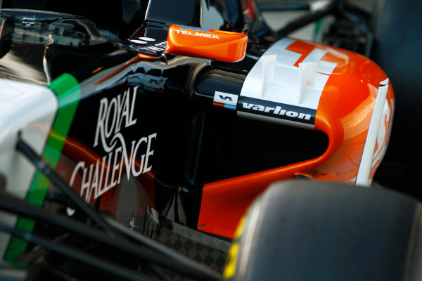 2014 F1 Pre Season Test 1 - Day 1
Circuito de Jerez, Jerez, Spain.
Tuesday 28 January 2014.
The Force India VJM07 Mercedes is revealed in the pit lane.
World Copyright: Alastair Staley/LAT Photographic.
ref: Digital Image _A8C7729.JPG 2014 F1 Pre Season Test 1 - Day 1
Circuito de Jerez, Jerez, Spain.
Tuesday 28 January 2014.
The Force India VJM07 Mercedes is revealed in the pit lane.
World Copyright: Alastair Staley/LAT Photographic.
ref: Digital Image _A8C7729.JPG