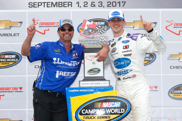 NASCAR Camping World Truck Series
Chevrolet Silverado 250
Canadian Tire Motorsport Park
Bowmanville, ON CAN
Sunday 3 September 2017
Austin Cindric, Draw-Tite\Reese Ford F150 celebrates in victory lane
World Copyright: Russell LaBounty
LAT Images NASCAR Camping World Truck Series
Chevrolet Silverado 250
Canadian Tire Motorsport Park
Bowmanville, ON CAN
Sunday 3 September 2017
Austin Cindric, Draw-Tite\Reese Ford F150 celebrates in victory lane
World Copyright: Russell LaBounty
LAT Images