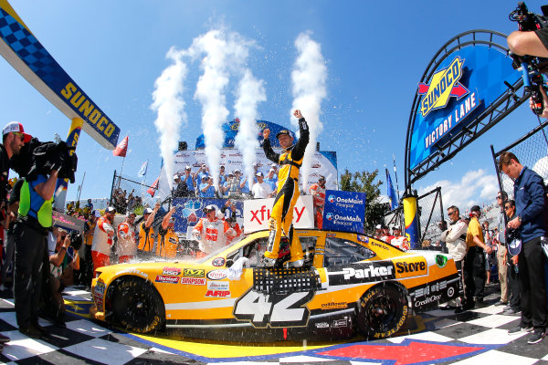 NASCAR XFINITY Series
One Main Financial 200
Dover International Speedway, Dover, DE USA
Saturday 3 June 2017
Kyle Larson, ParkerStore Chevrolet Camaro  celebrates in victory lane
World Copyright: Russell LaBounty
LAT Images
ref: Digital Image 17DOV1rl_02033