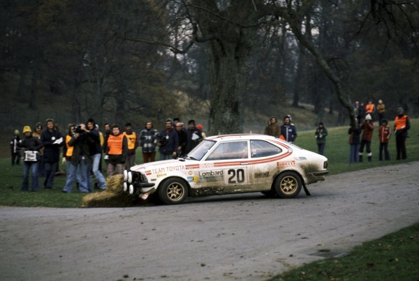 Chris Sclater (GBR) with co-driver Martin Holmes Toyota Corolla. 
Lombard RAC Rally of Great Britain, 22-26 November 1975.
